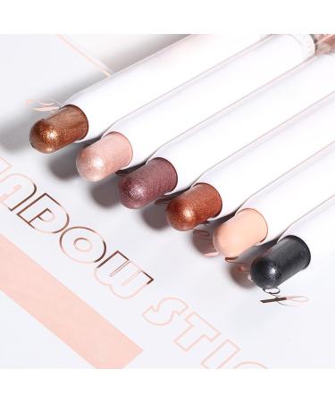 Lucoss 6PCS Cream Eyeshadow Stick - Waterproof Shimmer & Matte Eye Shadow Pencils | Long Lasting Glitter Makeup for Women - Buy Online on GoSupps.com