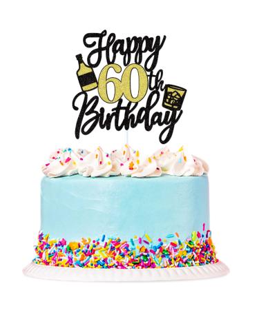 Blumomon 1Pc Happy 60th Birthday Cake Topper 60th Birthday Cake Toppers for Men Happy 60 Birthday Cake Decoration for 60th Birthday Party Decorations Cheer for 60 Birthday 60th Happy Birthday