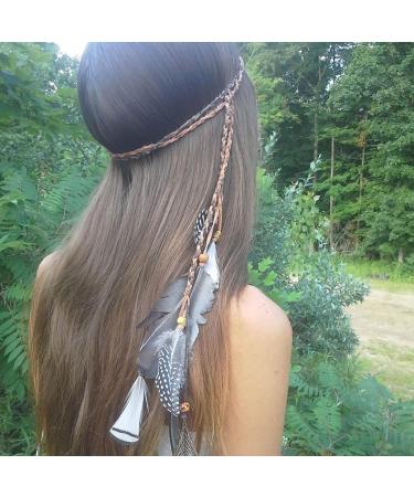 TseenYi Boho Feather Headdress Gypsy Feather Headband Hair band Beaded Feather Tassel Headband Jewelry for Women and Girls Stage Performance(Brown) - Buy Online on GoSupps.com