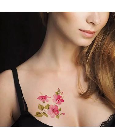 DopeTattoo 6 Sheets Flower Hibiscus Temporary Tattoos for Adults and Kids - Tropical Plant Stickers for Arms, Legs, Chest, and More - Buy Online on GoSupps.com