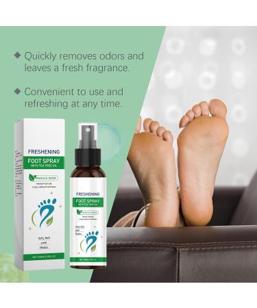  LinBomZony 3 x 100ml Sprays with Tea Tree Oil for Athletes Feet Odor Control and Cracked Heel Natural Deodorant for Men and Women - Buy Online on GoSupps.com