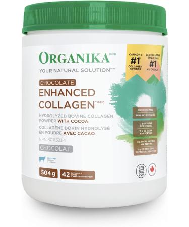 Organika Chocolate Enhanced Collagen - Grass-Fed Collagen with Real Cocoa Sugar-Free Healthy Hair Skin Nails Joints - 504g & Hyaluronic Acid With Vitamin C 90 Vcaps Collagen + Hyaluronic Acid With Vitamin C Chocolate 504 g (Pack of 1) - Buy Online on GoSupps.com