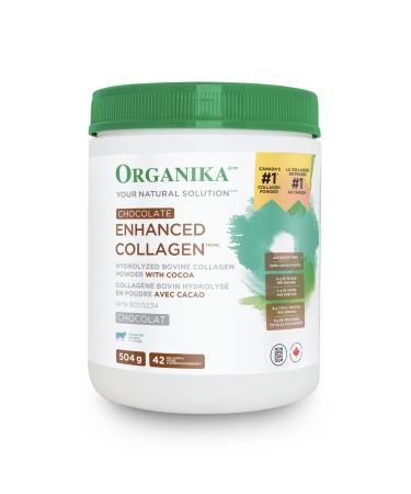 Organika Chocolate Enhanced Collagen - Grass-Fed Collagen with Real Cocoa Sugar-Free Healthy Hair Skin Nails Joints - 504g Chocolate 504 g (Pack of 1)