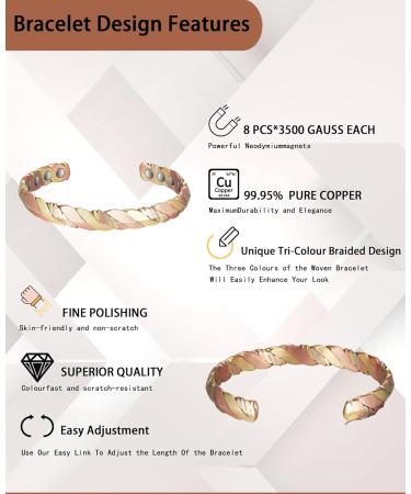 Trendy Copper Magnetic Bracelet for Men & Women | Adjustable Twisted Bangles - Perfect Gift for Parents - Buy Online on GoSupps.com