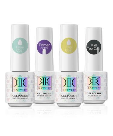 Rstyle Top Coat Gel UV 4PCs Base Coat No Wipe Top Coat Primer Set Gellack UV LED Gel Nagellck Lower Lacquer & Surcose Set & Primer 5ml 1 - Buy Online on GoSupps.com
