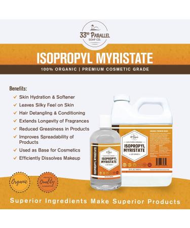 Buy ISOPROPYL MYRISTATE 8 oz | Natural Plant Derived Cosmetic Grade for Soap Making Fragrances Shampoo Creams Lotion Makeup Remover & Deodorants - International Shipping Available - Buy Online on GoSupps.com