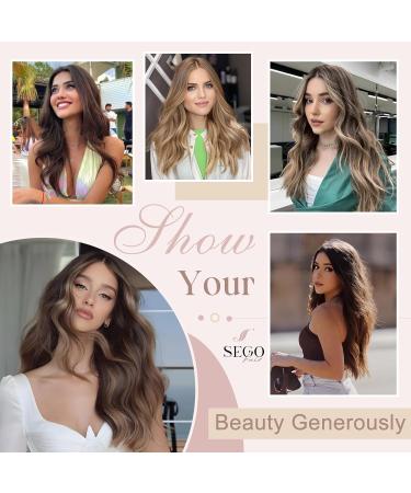 SEGOHAIR Invisible Wire Hair Extensions One Piece Hair Extensions Synthetic Hair Extension 20 inch Long Straight No Clip in Hairpieces Hair Pieces for Women-Dark Brown mix Silver Grey - Buy Online on GoSupps.com