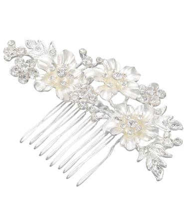 Pmandgk Wedding Bridal Hair Combs Vintage Imitation Crystal Hairpins Prom Jewelry Gold Silver Flower Pattern Hair Accessories Pins Women Silver