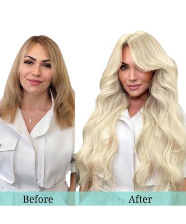 Doores Real Hair Extensions Clip In - Light Platinum Blonde 40cm (16 Inch) - 120g Remy Hair - 7 Piece Set for Natural Smooth Look - Buy Online on GoSupps.com