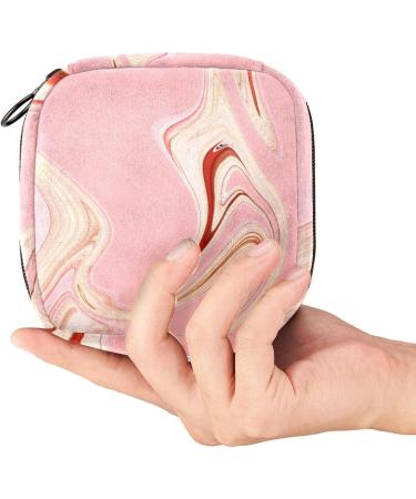 Menstruation Pad Bag with Zipper | Women's Napkin & Tampon Collection Bag - Golden Pink Marble | Stylish & Functional Travel Accessory - Buy Online on GoSupps.com