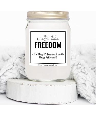 YouNique Designs Happy Retirement Candle for Women - 8 Oz All Natural Soy Aromatherapy | Humorous Gift for Coworkers - Lavender & Vanilla Scent - Buy Online on GoSupps.com