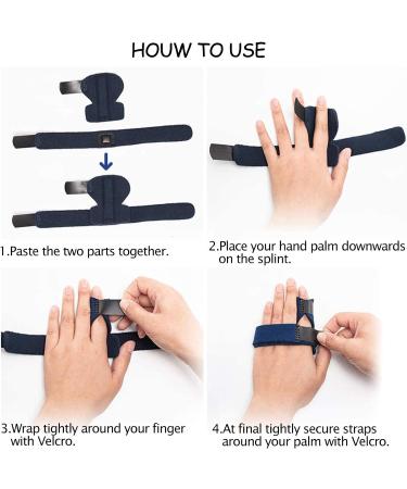Adjustable Trigger Finger Splint Brace for Right/Left Hand - Stabilizing Support for Sprains, Pain Relief, Mallet Injury, Arthritis - Blue - Buy Online on GoSupps.com