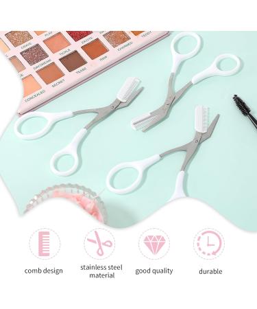Precision Eyebrow Trimmer Scissors with Comb - Non-Slip Finger Grips - Hair Removal Tool for Men and Women (White) - Buy Online on GoSupps.com