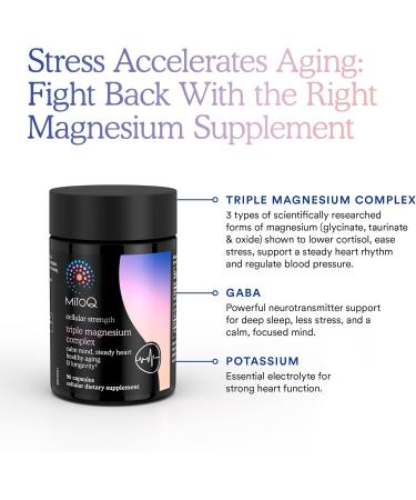 MitoQ Triple Magnesium Complex | Magnesium Glycinate, Taurinate, Oxide with GABA for Heart Health, Stress Management, & Deeper Sleep | High Absorption | 90 Capsules - Buy Online on GoSupps.com