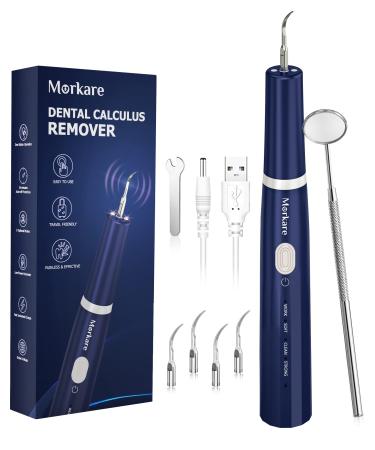 Teeth Cleaning Kit with LED Light, 4 Replaceable Heads & Oral Mirror, 3 Modes Dental Care Teeth Cleaner, Home whitening Tools Safe Navy blue