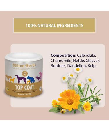 Hilton Herbs Top Coat Natural Dog Supplement. 100% Natural Ingredients. Healthy Skin and Shinny Coat. For Dogs with Itchy Skin Sensitive to Allergens or Prone to Itching. 125 g - Buy Online on GoSupps.com