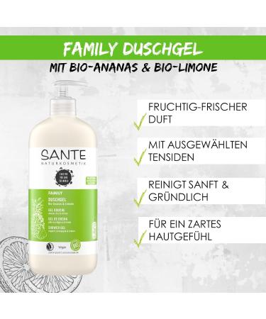 Sante Natural Cosmetics Refreshing Shower Gel - Citrus Fragrance Moisturizing Family Size 950ml (Pack of 2) - Organic Manas & Lime for Smooth Skin - Buy Online on GoSupps.com