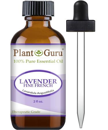 Lavender Essential Oil 2 oz (Fine French) 100% Pure Natural Undiluted Therapeutic Grade for Skin Body and Hair Growth Aromatherapy Diffuser Great for Relaxation and Calming.