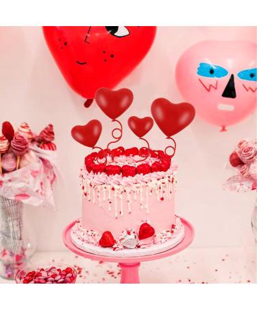 Blumomon Pack of 4 Heart Cake Toppers Red Valentine's Day Cake Topper Picks Mixed Size Happy Valentine's Day Cake Decorations Valentine's Day Wedding Party Bridal Shower Decorations Accessories Valentine's Day 5 - Buy Online on GoSupps.com