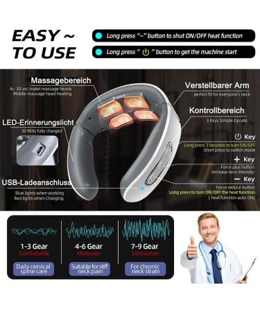 Intelligent Neck Massage Device with Heating - 6 Modes 9 Intensity Levels for Pain Relief | Shop Now for International Shipping - Buy Online on GoSupps.com