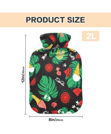 Mnsruu Tropical Summer Pattern Hot Water Bottle 2L with Cover - Perfect Gift for Women & Kids - Ideal for Christmas - Buy Online on GoSupps.com