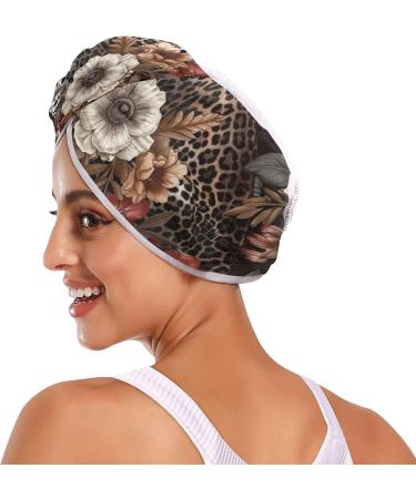Floral Cheetah Hair Towel 2 Pack | Super Absorbent Quick Dry Hair Turbans for Women & Girls - Buy Online on GoSupps.com