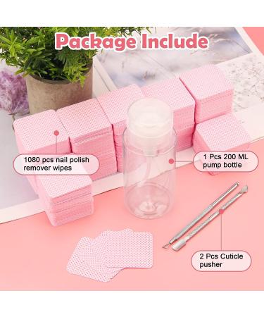 1080 Pink Lint Free Nail Wipes Kit + 3 Pcs Disposable Nail Polish Remover Pads & 2 Cuticle Pushers - Buy Online on GoSupps.com