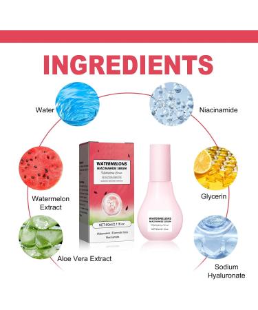 Watermelon Serum Watermelon Glow Niacinamide Moisturize Serum Niacinamide Serum Lightweight Hydrating Brightening Facial Serum Skin Lifting Anti-aging & Wrinkle Remove Face Serum for Women - Buy Online on GoSupps.com