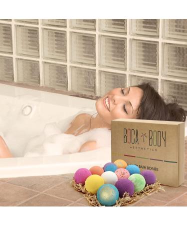 Boca Body Aesthetics Bath Bombs Gift Set - 12 USA Designed Fizzies with Shea & Cocoa Butter for Dry Skin Moisturize - Perfect for Bubble Spa - 1 Count (Pack of 12) - Buy Online on GoSupps.com