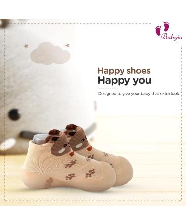 Babyio Baby Sock Shoe - Anti-Slip First Walking Toddler Shoes - Brown 12-18 Months - Buy Online on GoSupps.com