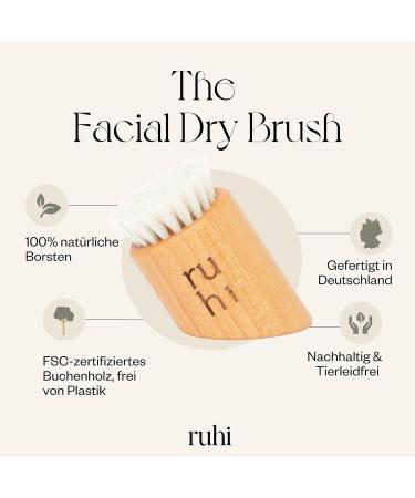 Ruhi Facial Brush for Dry Brush Massage | Made in Germany | 100% Natural Bristles | FSC-Certified Beech Wood - Buy Online on GoSupps.com