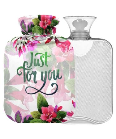 NAANLE heat bottle with flower pattern with reference transparent hot water bottle 1 l for bed hand feet warmer pain relief heat and cold therapy
