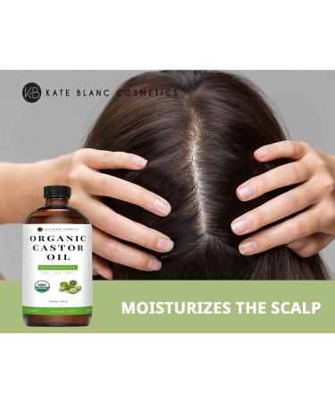 Kate Blanc Cosmetics Organic Castor Oil for Hair Growth & Body - 100% Pure Cold-Pressed Hexane-Free 16oz Glass Bottle - Buy Online on GoSupps.com