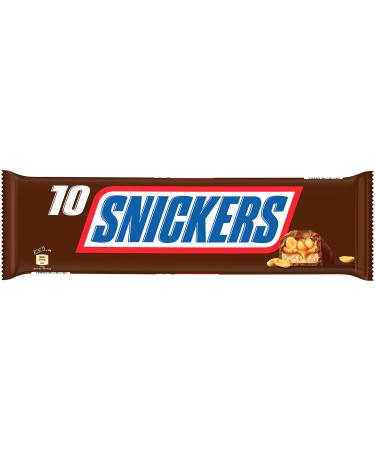 SNICKERS - Milk chocolate bars stuffed with caramel and roasted peanuts - Bag of 10 bars (Set of 4)