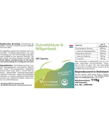 Harpagophytum and Willow Bark 900mg - FOR 3 MONTHS! - Box of 180 capsules - Devil's Claw and Willow Bark | Vitamintrend  - Buy Online on GoSupps.com