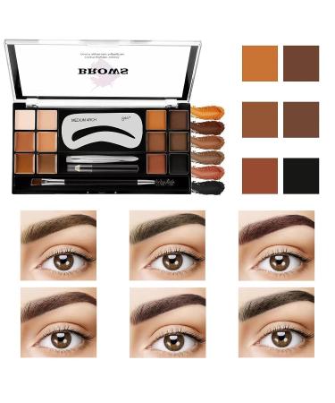 SUMEITANG 12 Color Eyebrow Kit: Professional Brow Makeup Palette with Pomade, Powder, Pencil, Stencil, Brush & Tweezers - Create Perfect Brow Styling | 12 Colors Set - Buy Online on GoSupps.com