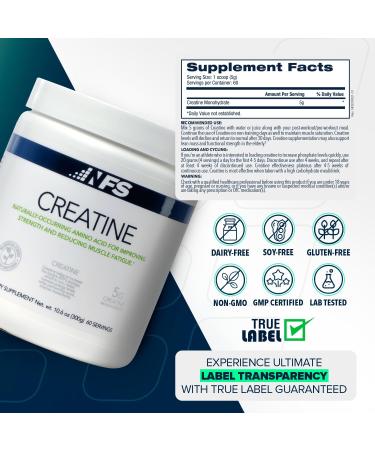 NF Sports Creatine Energy Protein Powder,Unflavored Protein Powder for Muscle Recovery & Strength, Sports Drink Powder, Dietary Supplement, No Artificial Flavors (300g, 60 Servings) - Buy Online on GoSupps.com