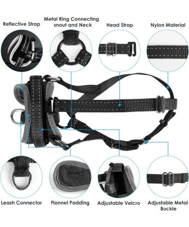 NASJAC Dog Muzzle - Soft Nylon Adjustable Muzzle for Small & Medium Dogs | Reflective Dog Mowing Cover & Connecting Belts - Black with Headband - Buy Online on GoSupps.com