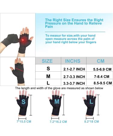 Copper Compression Arthritis and Workout Fingerless Gloves - Medium Size, Ideal for Computer Typing and Daily Use - Buy Online on GoSupps.com
