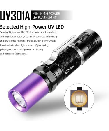 Lightfe UV Flashlight UV301A - 395NM High Performance UV Black Light for UV Glue Mineral Glow Detection & Pet Urine Spotting - International Shipping Available - Buy Online on GoSupps.com