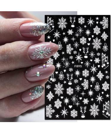 8 Sheets Christmas Nail Art Stickers Decals Self-Adhesive White Snowflakes Winter Nail Supplies Nail Art Design Decoration Accessories Glitter White & White - Buy Online on GoSupps.com