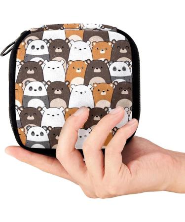GIAPB Period Bag Sanitary Napkin Storage Holder | Seamless Cartoon Bear Design | Makeup Pouch | Color5353 - Buy Online on GoSupps.com