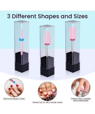 Professional Ceramic Nail Drill Bits Set - 3Pcs 3/32'' Acrylic File Bits for Manicure Pedicure - Pink Nail Drill Bit Set - Buy Online on GoSupps.com