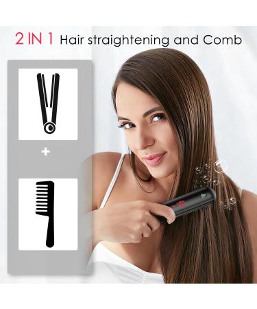 JMFONE Cordless Mini Hair Straightener Brush - USB Rechargeable Travel Flat Iron & Hot Comb for Quick Heat - Ideal for Home & Outdoor Use - Red & Black - Buy Online on GoSupps.com