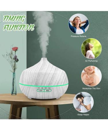400ml Aroma Diffuser for Essential Oils | Ultrasonic Humidifier with 7 Color LED - Wood Grain White - Buy Online on GoSupps.com