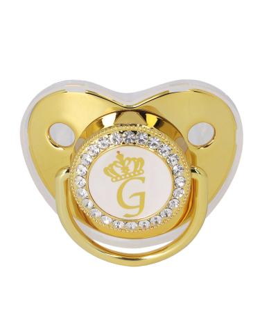 Gold Letter Pacifier Fashion Exquisite Portable Silicone Infant Pacifier for Home Travel (G)