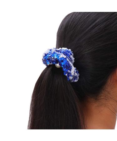 Valiclud Mermaid Sequin Hair Tie for Girls - Sparkling Elastic Ponytail Holder for Women - Perfect for Christmas Parties - Blue Hair Bands - Buy Online on GoSupps.com