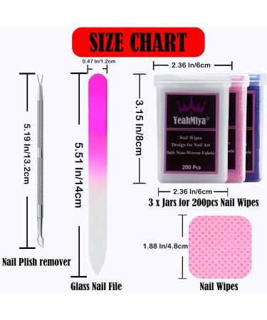 Lint Free Nail Wipes 600PCS | Non-Woven Nail Polish Remover & Lash Extension Glue Wipes | Salon Supplies with Nail File & Cuticle Pushers - Shop Internationally - Buy Online on GoSupps.com