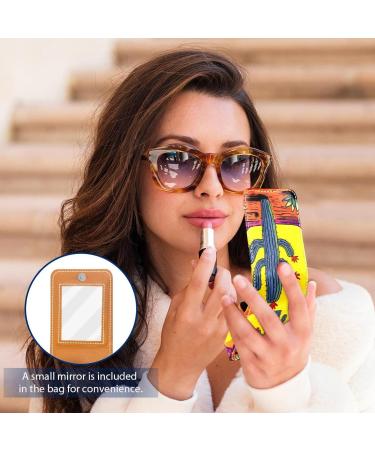 Travel Lipstick Organizer Case | Portable Makeup Bag with Mirror | Green Desert Cactus Design - Shop Now - Buy Online on GoSupps.com