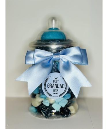 Best Grandad Ever Filled Blue Pick N Mix Gummy Sweet Victorian Jar Gift Present 380ml